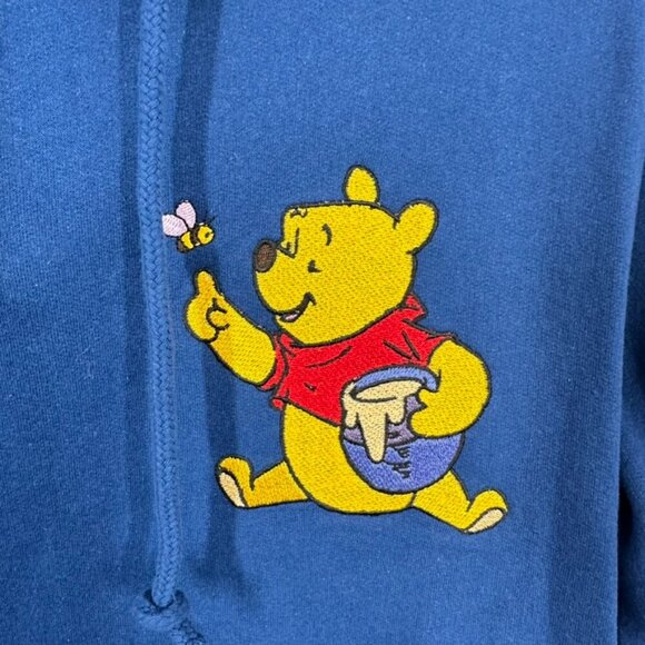 Disney Winnie the Pooh Embroidered Dark Blue Hooded Sweatshirt Size 00 XS Casual - Picture 3 of 5